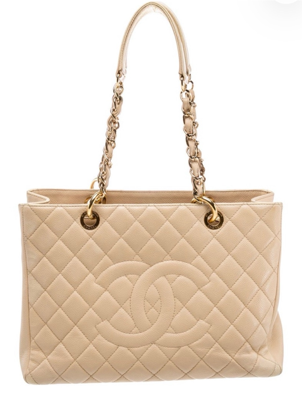 CHANEL Beige Quilted Caviar GST - Picture 1 of 17